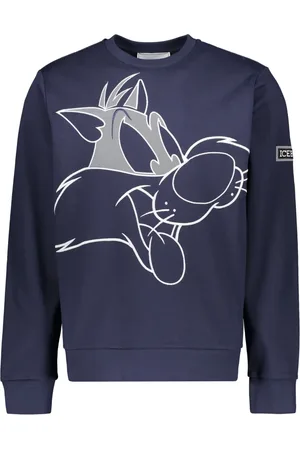Iceberg Bluzy, Mężczyzna, Niebieski, M, Bawełna, Bluza z haftem z bawełny