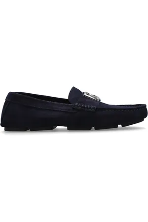 Dolce & Gabbana Buty, Mężczyzna, Niebieski, 40 EU, Zamsz, Mocasynki zamszowe z logo