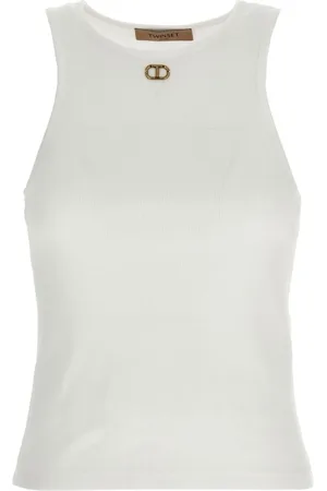Twin-Set Koszulki, Kobieta, Biały, M, Biała Bluzka dla Kobiet