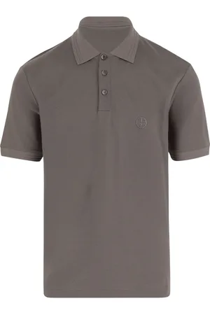 Giorgio Armani Koszulki, Mężczyzna, Szary, XL, Polo z Jedwabiu i Lnu z Logo