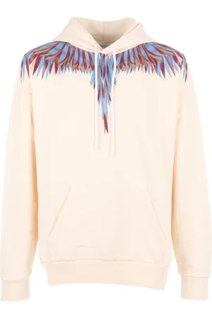 MARCELO BURLON Bluzy, Mężczyzna, Beżowy, L, Bawełna, Bawełniana Bluza z Trójkolorowym Nadrukiem Logo