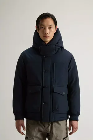 Woolrich Kurtki, Mężczyzna, Niebieski, S, Niebieska Kurtka Bomber w Stylu Melton