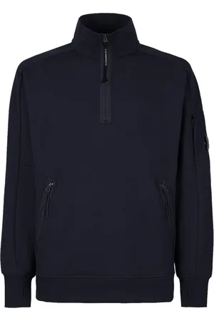 C.P. Company Bluzy, Mężczyzna, Niebieski, M, Bawełna, Bluza z wysokim kołnierzem i podwyższonym polarem