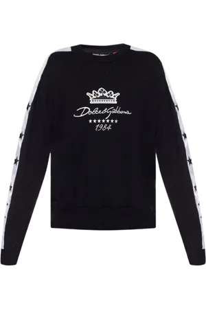 Dolce & Gabbana Bluzy, Mężczyzna, Czarny, S, Bawełna, Czarna bawełniana bluza z logo