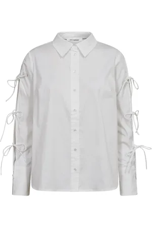 Co`Couture Bluzki, Kobieta, Biały, S, Bawełna, Biała Bluzka z Kokardkami na Rękawach