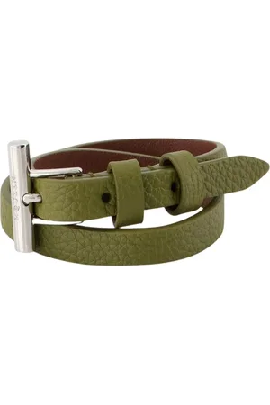 Alexander McQueen Akcesoria, Mężczyzna, Zielony, ONE SIZE, Zielony Skórzany Bransoletka Cross-Bar