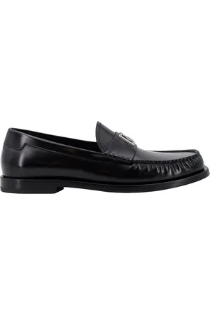 Dolce & Gabbana Buty, Mężczyzna, Czarny, 40 EU, Skóra, Metalowe Monogramy - Mokasyny