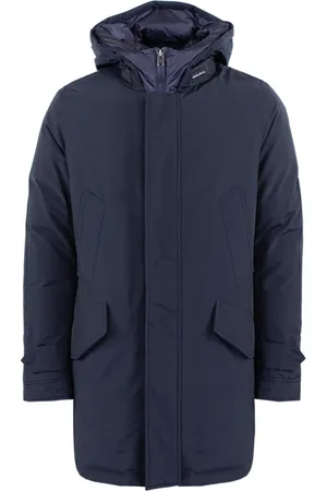 Woolrich Kurtki, Mężczyzna, Niebieski, XL, Polarna Parka z Wysokim Kołnierzem