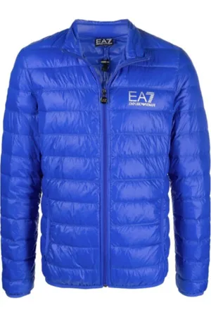 EA7 Kurtki, Mężczyzna, Niebieski, M, Poliester, Kurtka Puchowa