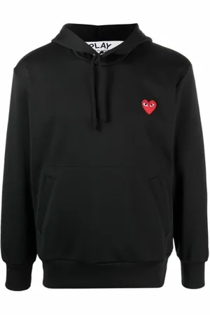 Comme des Garçons Bluzy, Mężczyzna, Czarny, XL, Poliester, Bluza z aplikacją w kształcie serca