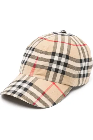 Burberry Akcesoria, Kobieta, Beżowy, S, Bawełna, Beżowa czapka w kratę Vintage Check