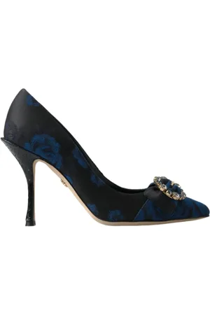 Dolce & Gabbana Buty, Kobieta, Niebieski, 39 EU, Niebieskie eleganckie szpilki z kryształami