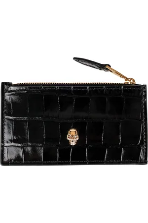 Alexander McQueen Akcesoria, Kobieta, Czarny, ONE SIZE, Skóra, Portfel skórzany