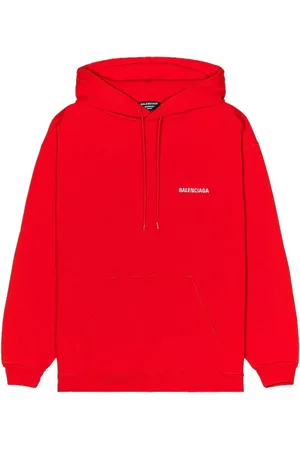 Balenciaga Bluzy, Mężczyzna, Czerwony, S, Bawełna, Bluza z haftowanym logo