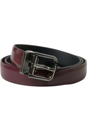Dolce & Gabbana Akcesoria, Mężczyzna, brązowy, 95 CM, Skóra, Elegancki bordowy pasek skórzany z metalową sprzączką