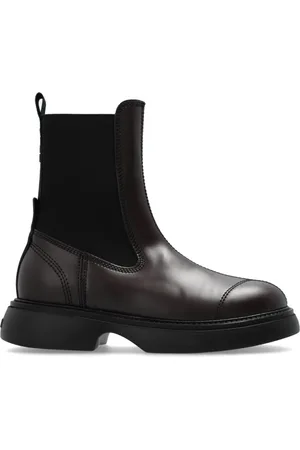 Ganni Buty, Kobieta, brązowy, 36 EU, Skóra, Botki Logo