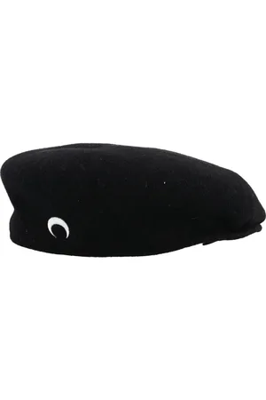 Marine Serre Akcesoria, unisex, Czarny, M, Wełna, Czarna Wełniana Beretka Francuska