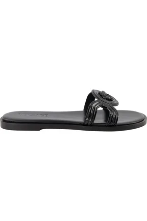 VERSACE Buty, Kobieta, Czarny, 38 EU, Czarne skórzane klapki Medusa 