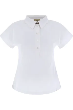 HERNO Koszulki, Kobieta, Biały, M, Bawełna, Poloszówka z bawełny Interlock z monogramem