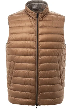 HERNO Kurtki, Mężczyzna, brązowy, L, Rewersyjna Kamizelka Puffer Bez Rękawów