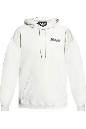 Balenciaga Bluzy, Mężczyzna, Biały, XS, Bawełna, Bluza z haftowanym logo