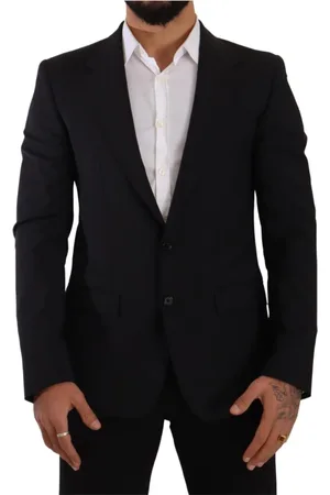 Dolce & Gabbana Kurtki, Mężczyzna, Czarny, M, Wełna, Elegancki czarny żakiet i kamizelka Martini