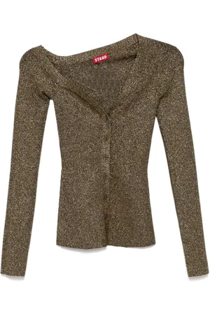 Staud Swetry, Kobieta, brązowy, M, Rzemieślnik Off Shoulder Sweter