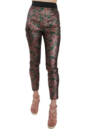 Dolce & Gabbana Spodnie, Kobieta, Wielobarwność, XS, Poliester, Wielokolorowe Spodnie Projektanta Elegancki Styl