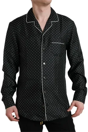 Dolce & Gabbana Koszule, Mężczyzna, Czarny, M, Koszula Casual w Kropki z Jedwabiu