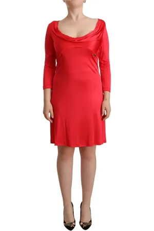 John Galliano Sukienki, Kobieta, Czerwony, M, Czerwona Elegancka Sukienka Do Kolan