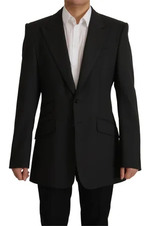 Dolce & Gabbana Kurtki, Mężczyzna, Czarny, M, Wełna, Elegancka Wąska Czarna Marynarka z Wełny