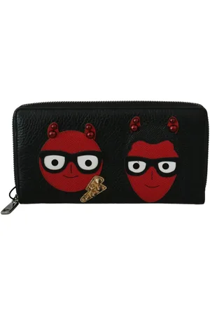 Dolce & Gabbana Akcesoria, Mężczyzna, Wielobarwność, ONE SIZE, Skóra, Elegancki Portfel z Czarnego i Czerwonego Skry