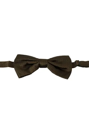 Dolce & Gabbana Akcesoria, Mężczyzna, brązowy, ONE SIZE, Elegancki Brązowy Muszka w Groszki z Jedwabiu