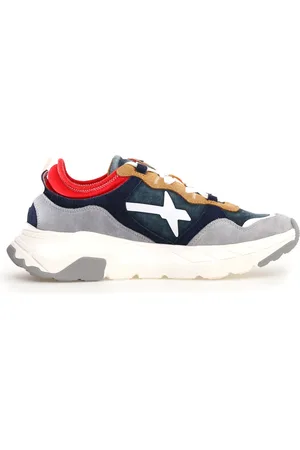 W6YZ Buty, Mężczyzna, Wielobarwność, 45 EU, Zamsz, Niebieskie Sneakersy z Unikalnym Designem