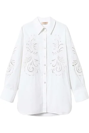 Twin-Set Bluzki, Kobieta, Biały, S, Biała Bawełniana Koszula Elegancki Wielofunkcyjny Styl