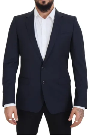 Dolce & Gabbana Kurtki, Mężczyzna, Niebieski, M, Elegancki ciemnoniebieski wełniany blezer