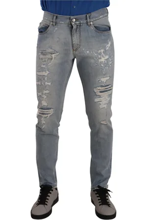 Dolce & Gabbana Jeansy, Mężczyzna, Niebieski, M, Denim, Eleganckie jasnoniebieskie Straight Denim Jeansy