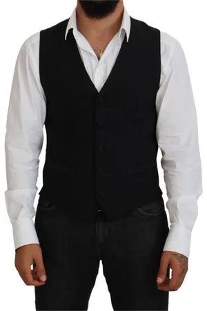 Dolce & Gabbana Garnitury, Mężczyzna, Czarny, M, Wełna, Elegancki Czarny Formalny Kamizelka