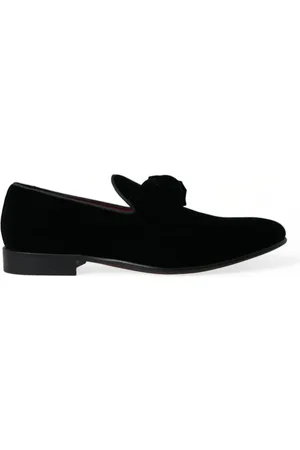 Dolce & Gabbana Buty, Mężczyzna, Czarny, 40 EU, Luksusowe Velvet Mokasyny - Eleganckie Buty Męskie