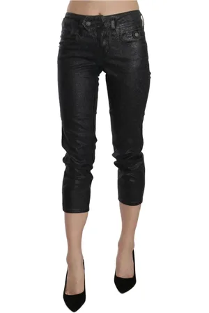 John Galliano Jeansy, Kobieta, Czarny, W24, Bawełna, Eleganckie Czarne Cropped Jeansy