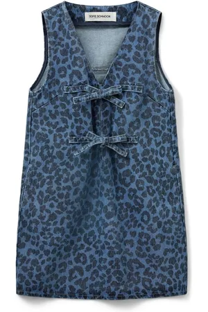 Sofie Schnoor Koszulki, Kobieta, Niebieski, L, Denim, Denimowa Niebieska Sukienka z Dekoltem V Ingridsw
