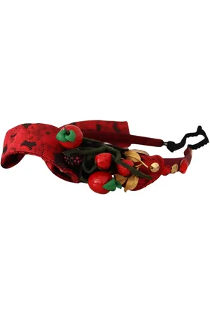 Dolce & Gabbana Akcesoria, Kobieta, Czerwony, ONE SIZE, Bawełna, Wykwintna Diadem z Kryształami