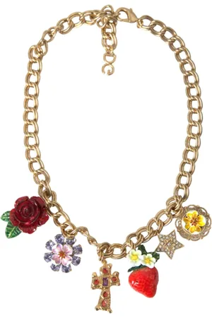 Dolce & Gabbana Akcesoria, Kobieta, Żółty, ONE SIZE, Kryształowo ozdobiona Modna Naszyjnik