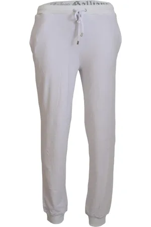 John Galliano Spodnie, Mężczyzna, Biały, S, Bawełna, Biae Spodnie Jogger - Elegancki Styl