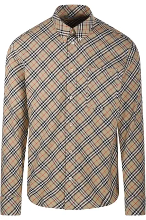 Burberry Koszule, Mężczyzna, Beżowy, L, Bawełna, Koszula w kratę