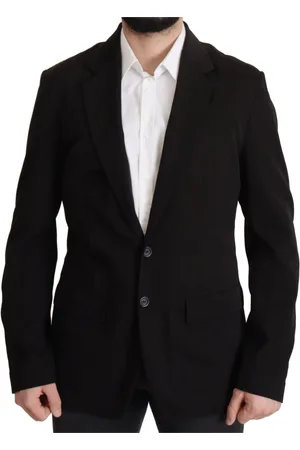 Dolce & Gabbana Kurtki, Mężczyzna, Czarny, L, Wełna, Elegancka wełniana marynarka czarna