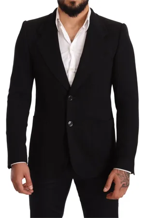 Dolce & Gabbana Kurtki, Mężczyzna, Czarny, M, Bawełna, Elegancki czarny bawełniany blezer