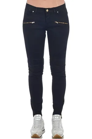 FRANKIE MORELLO Jeansy, Kobieta, Czarny, L, Denim, Czarne Biker Stretch Jeansyy