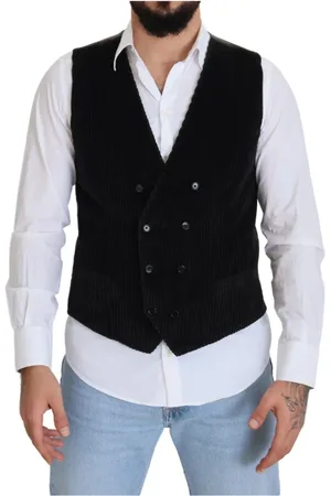 Dolce & Gabbana Garnitury, Mężczyzna, Czarny, M, Bawełna, Elegancki Czarny Podwójny Płaszcz Sukienkowy