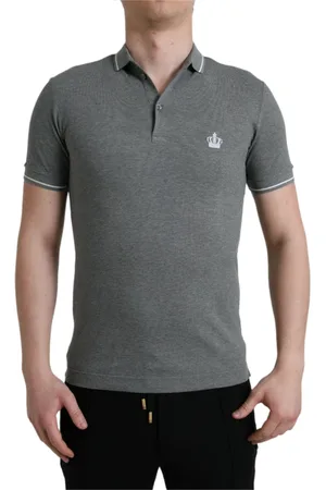 Dolce & Gabbana Koszulki, Mężczyzna, Szary, S, Bawełna, Szare Polo z baweny T-shirt